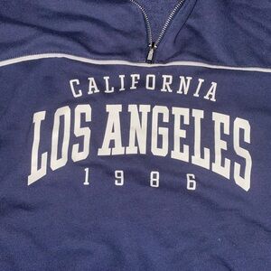 Forever 21 Navy Blue Zip-Up California Los Angeles Pullover Hoodie
